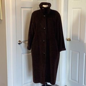 Marina Rinaldi (MaxMara) Dark Brown Alpaca Wool Blend Teddy Bear Coat US 16